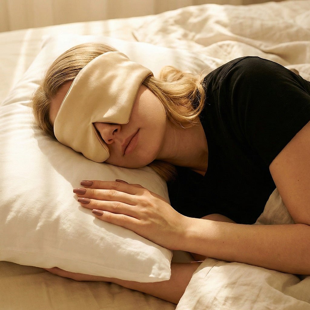 iGlow Silk Sleep Mask, Champagne - iGlow Cosmetics