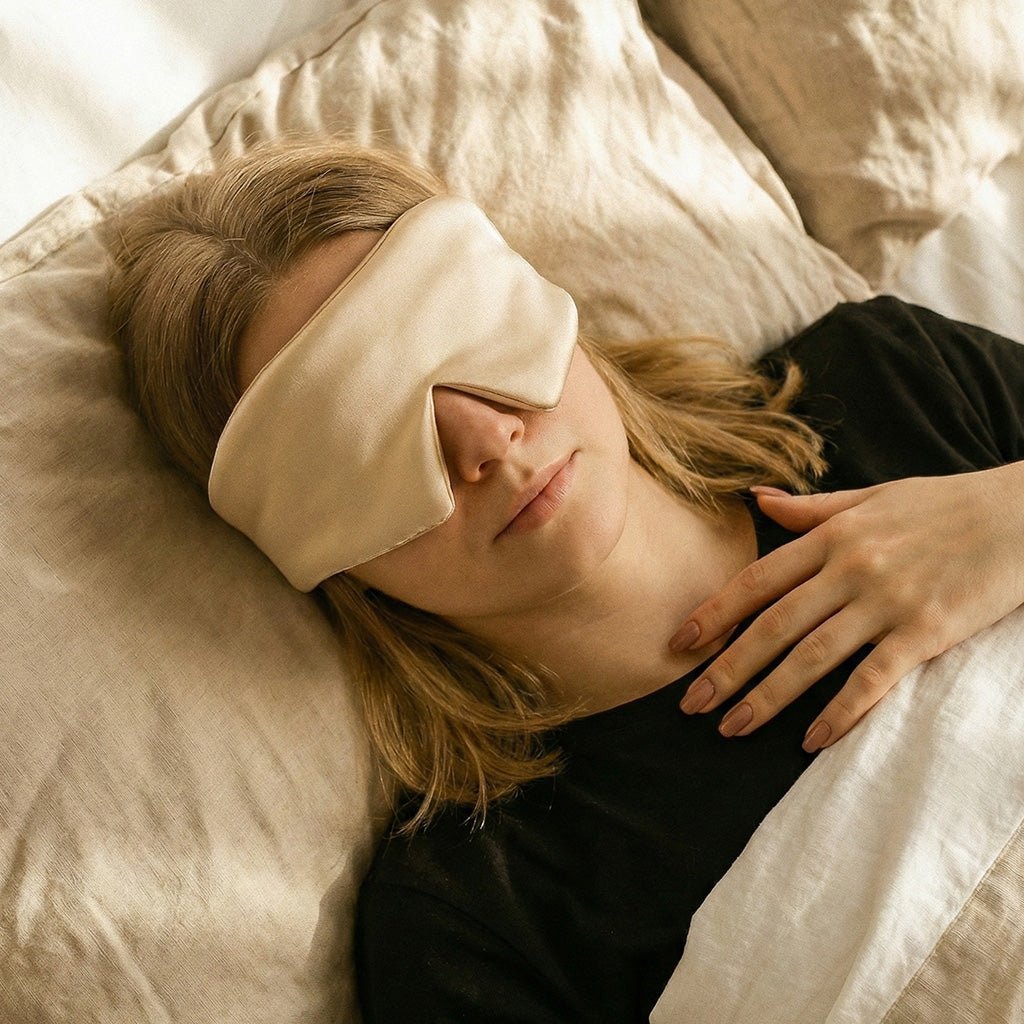 iGlow Silk Sleep Mask, Champagne - iGlow Cosmetics