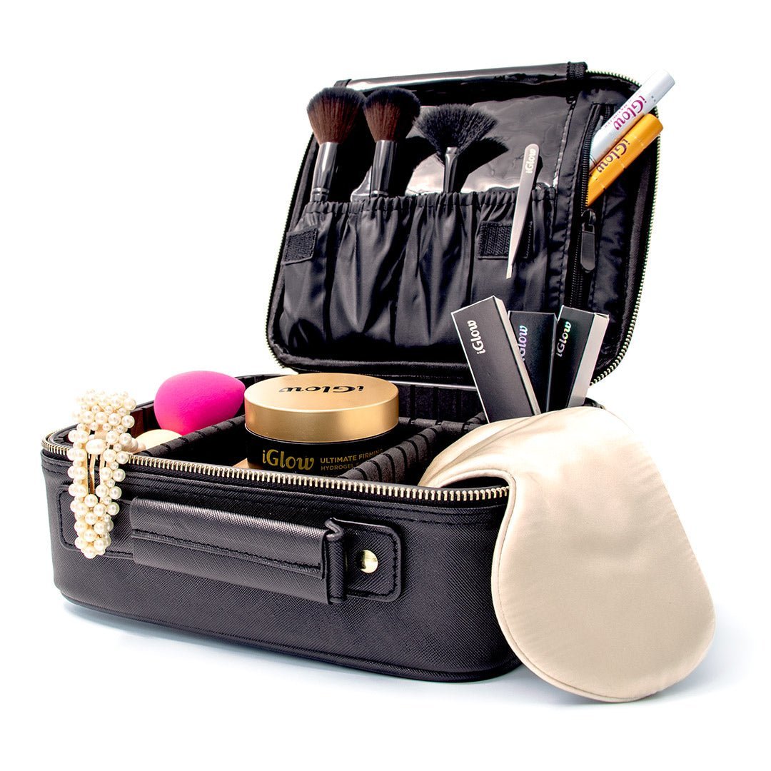 iGlow Big Cosmetic Bag - Black - iGlow Cosmetics