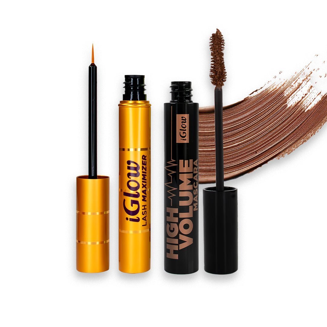 iGlow Lash Serum &amp; High Volume Mascara Kit - Brown - iGlow Cosmetics