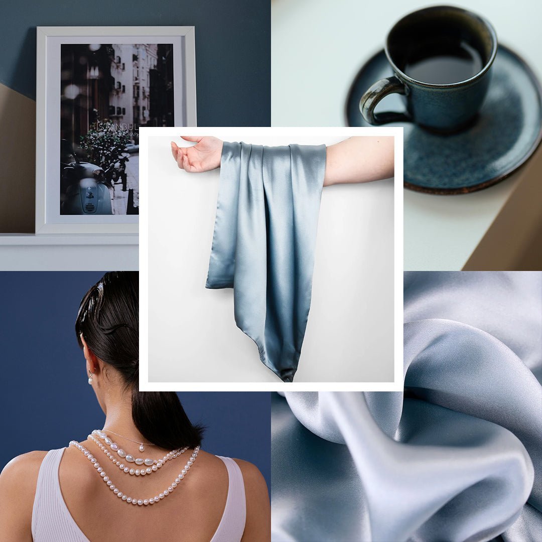 iGlow Silk Pillowcase - Blue Pearl - iGlow Cosmetics