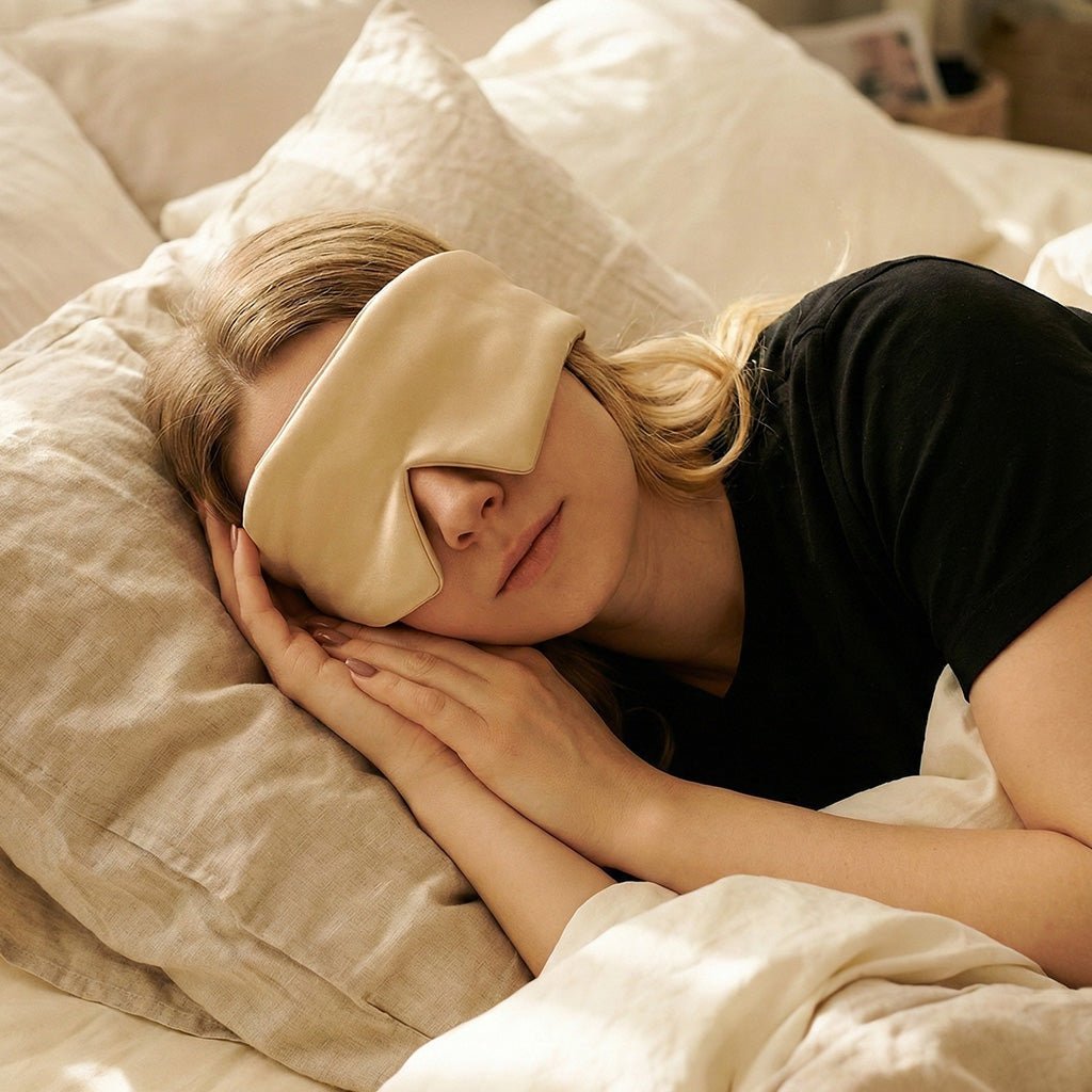 iGlow Silk Sleep Mask, Champagne - iGlow Cosmetics